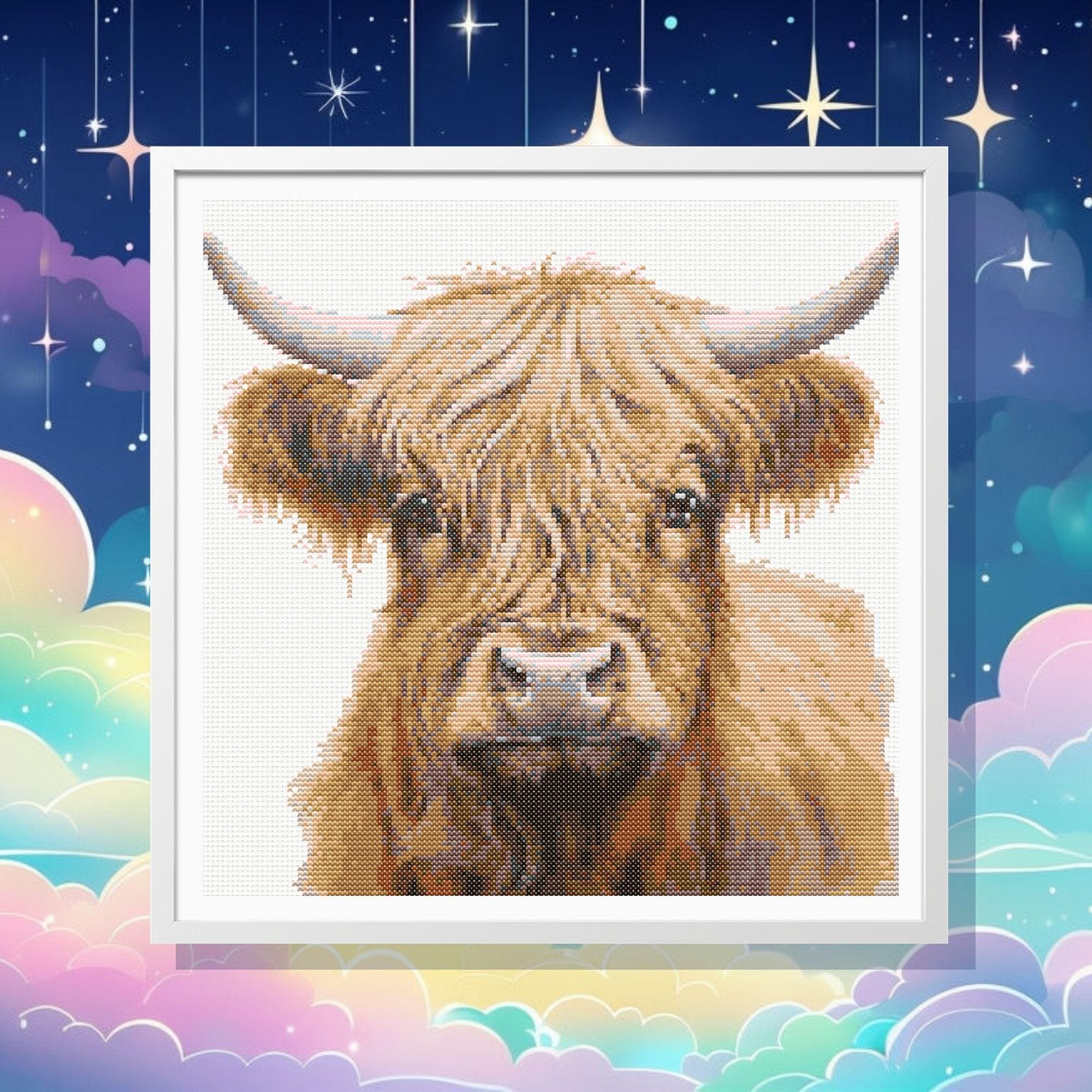 Rustic Highland Cow Cross Stitch Pattern Downloadable PDF - Etsy