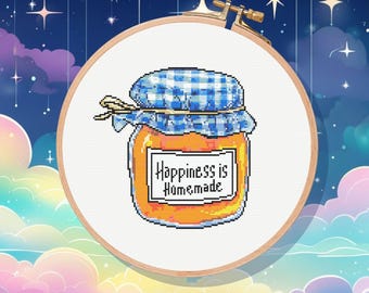 Happiness is Homemade Cross Stitch Pattern: Easy Beginner Chart (PDF)