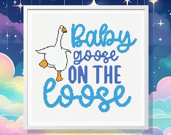 Baby Goose Cross Stitch Pattern: Easy Beginner DIY Nursery Art (PDF Download