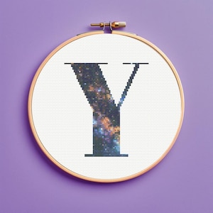 Milky Way Galaxy Initial Y Cross Stitch Pattern, monogram, instant download, pdf pattern letter cross stitch pattern, Personalized gift