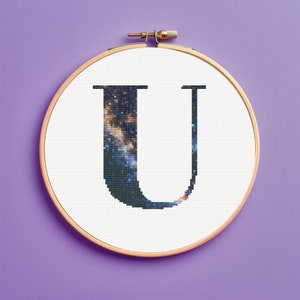 Milky Way Galaxy Initial U Cross Stitch Pattern, monogram, instant download, pdf pattern letter cross stitch pattern, Personalized gift