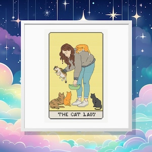 The Cat Lady - Tarot Card Cross Stitch Pattern