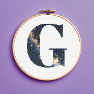 Milky Way Galaxy Initial G Cross Stitch Pattern, monogram, instant download, pdf pattern letter cross stitch pattern, Personalized gift