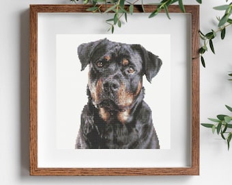 Rottweiler Portrait Cross Stitch Pattern Downloadable PDF