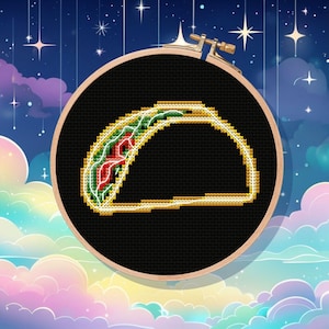 Neon Taco - Neon Sign Cross Stitch pattern pdf for beginners