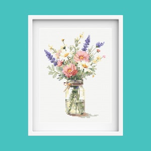Kruissteekpatroon bloemen in een pot: breng de schoonheid van de natuur naar binnen DIY-kruissteek