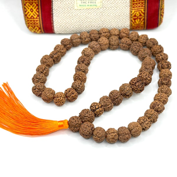 Genuine Nepali Rudraksha. 5 Faced- 20mm Necklace with 54 Sacred Beads. Himalayan Japa Rudrakshya Mala