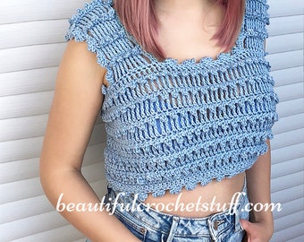 Crochet Tank Top PDF Pattern - Crochet Moon Top, Crochet Boho Top, Crochet Crop Top, Crochet Summer Top, Crochet Beach Top, Crochet Festival