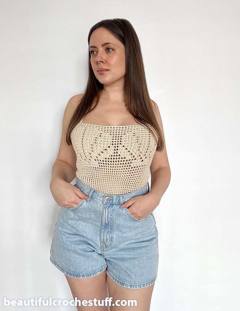 Filet Mesh Shell Crochet Mesh Tube Shells Top PDF Pattern: Crochet Shells Top, Crochet ...