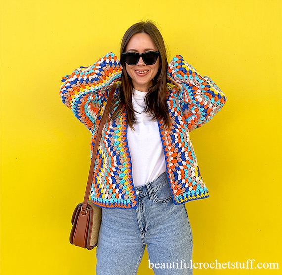 Crochet Chevron Cardigan PDF Pattern Crochet Striped Cardigan Crochet Colorful Cardigan Crochet Summer Cardigan Crochet Festival Jaket Etsy UK