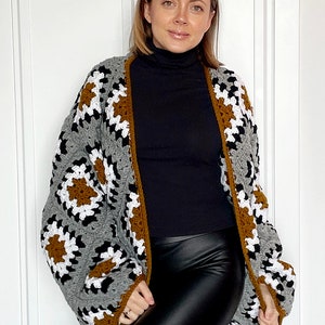 Crochet Oversized Cardigan PDF Pattern: Crochet Jacket, Crochet Sweater, Granny Square Cardigan, Crochet Boho Cardigan, Crochet Winter Cardi