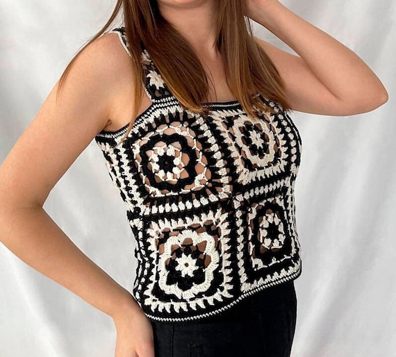 White Floral Patterns Boho Crochet Blouse White Floral Patterns Boho Crochet Blouse
