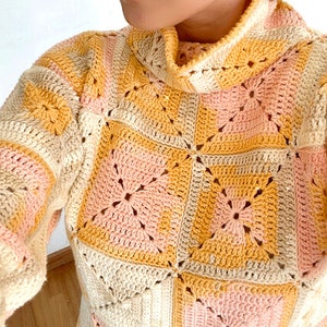 Crochet Turtleneck Granny Square Sweater PDF Pattern: Crochet Granny Square Pullover, Crochet Turtleneck Jumper, Granny Square Jersey image 5