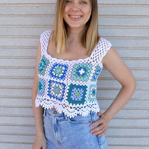 Crochet Granny Square Crop Top Pattern: Summer Tank (PDF Pattern)