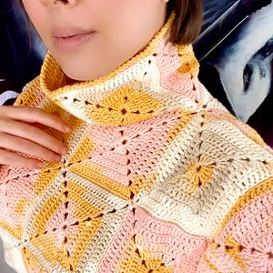 Crochet Turtleneck Granny Square Sweater PDF Pattern: Crochet Granny Square Pullover, Crochet Turtleneck Jumper, Granny Square Jersey image 4