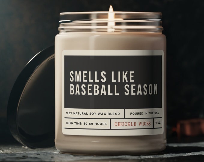 Smells Like Baseball Season Soy Candle - 9oz Sport Fan Gift