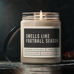 Smells Like Football Season - Scented Soy Candle, 9oz | Unique Gift Idea | Football Candle | Football Gift | Game Day Decor | Sport Candle