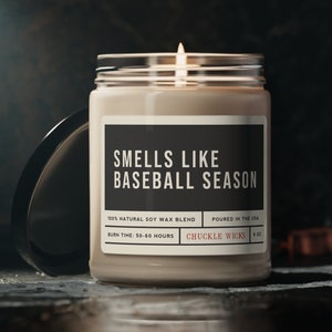 Smells Like Baseball Season - Scented Soy Candle, 9oz | Unique Gift Idea | Baseball Candle | Sport Fan Gift | Game Day Decor | Sport Candle