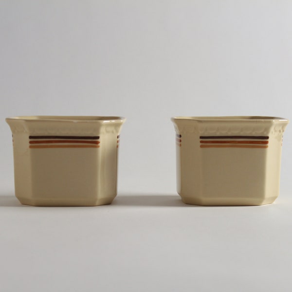 Vintage Striped Tan Econo-Rim Syracuse China Sugar Bowls / 1960s/ Restaurant Ware