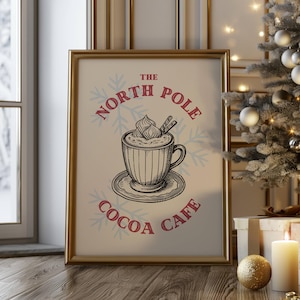 Rustic Christmas Hot Cocoa Cafe Digital Wall Art Sign | Minimalist Poster Print | Cozy Living Room Decor | Christmas Home Decor Print