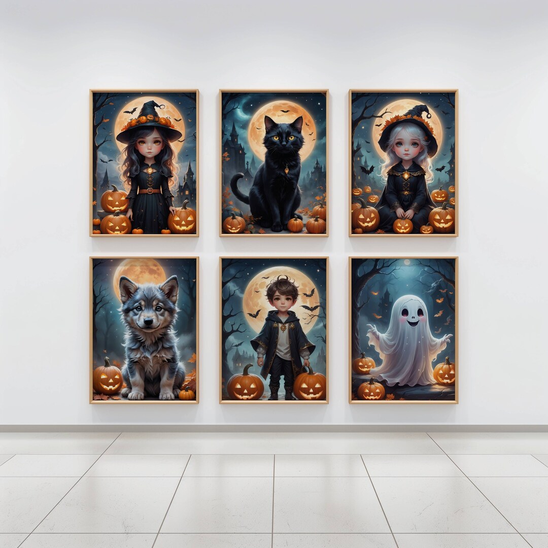 Halloween Digital Wall Art Bundle Set of 6 | Spooky Season Decor |6 ...