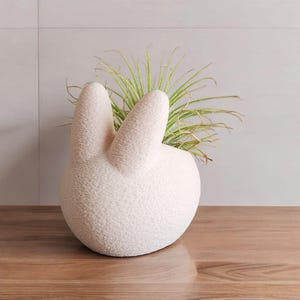 Easter Bunny Fuzzy Tealight, Succulent Holder Decor