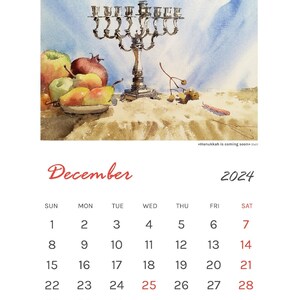 Art Calendar 2024 with watercolor paintings by the artist Alexandr Zibin Jr. My wonderful Israel wish Israel's holiday days. For Israelis. image 8