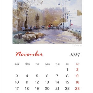 Art Calendar 2024 with watercolor paintings by the artist Alexandr Zibin Jr. My wonderful Israel wish Israel's holiday days. For Israelis. image 9