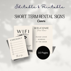 Editable Short Term Rental Sign Templates | Instant Download | Printable Airbnb & Vacation Rental Signs