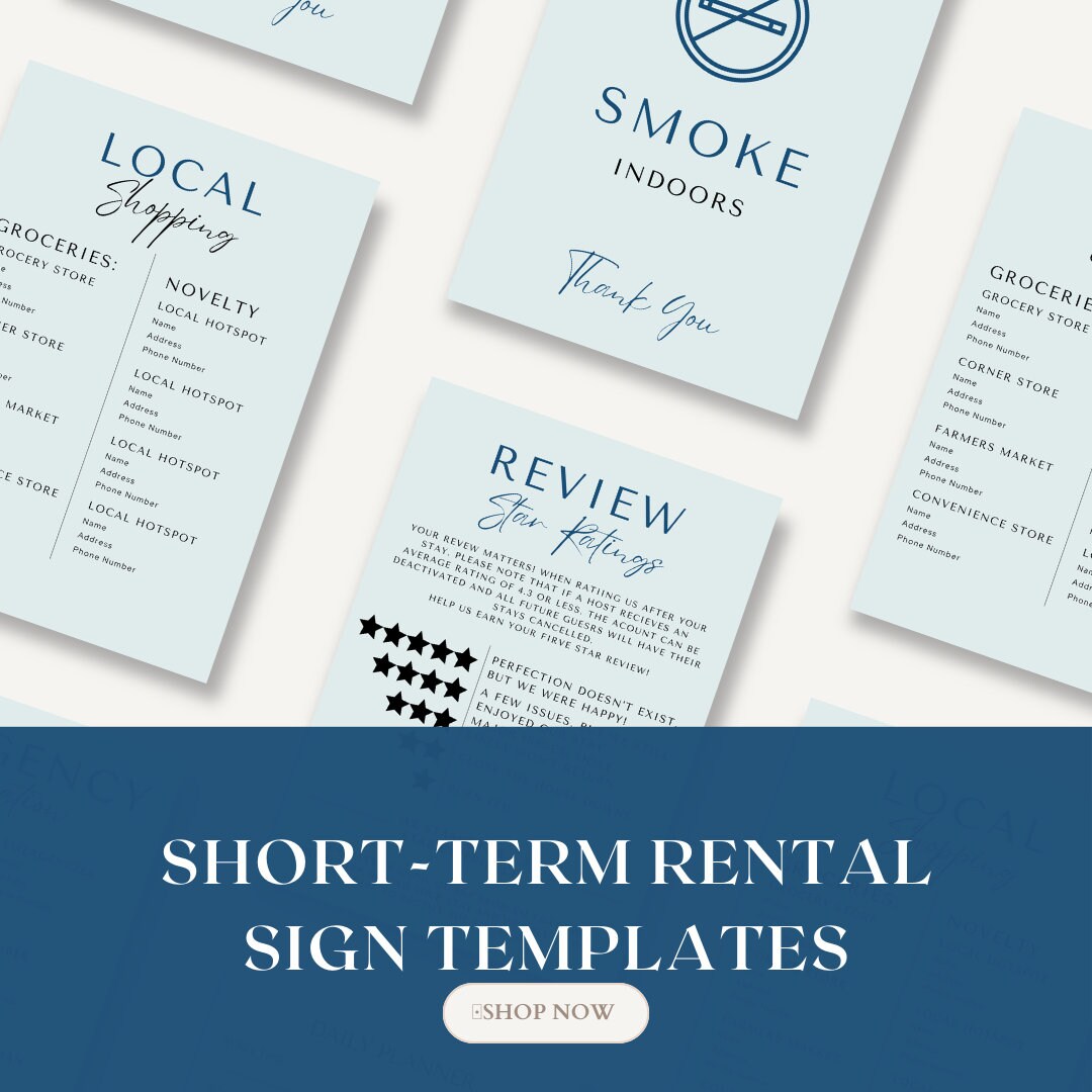 Editable Short Term Rental Sign Templates | Instant Download ...