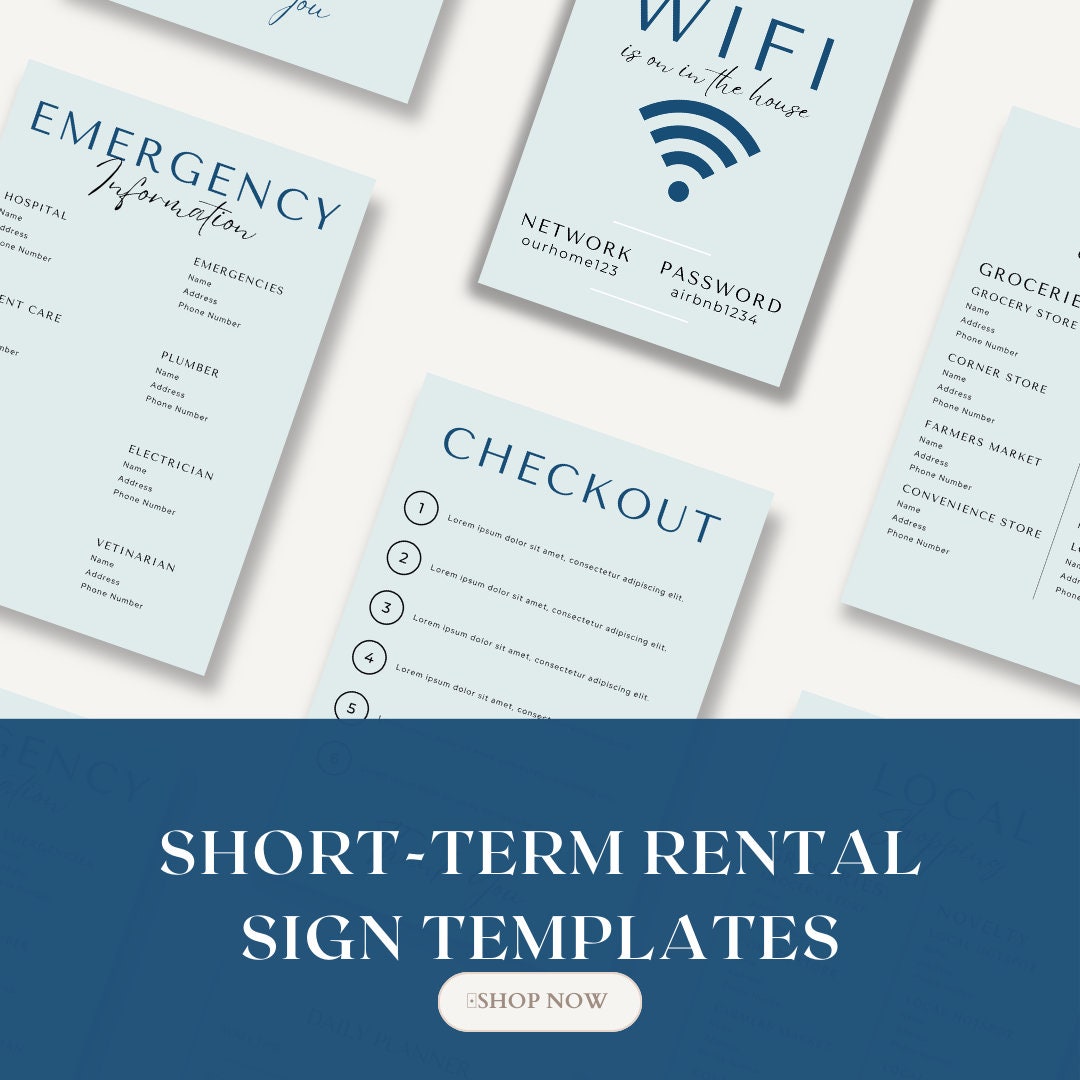 Editable Short Term Rental Sign Templates | Instant Download ...