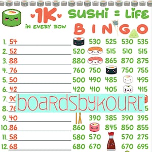 1K wta bingo board