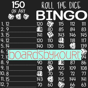 150 wta bingo board