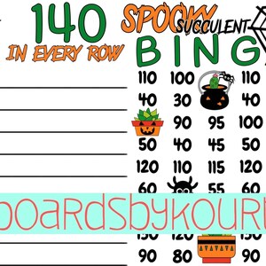 140 wta bingo board