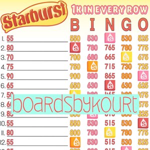 1K wta bingo board