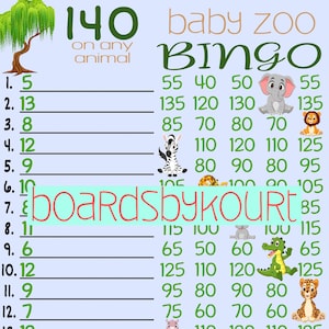 140 wta bingo board