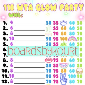 110 wta bingo board