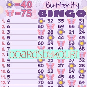75/40 wta bingo board