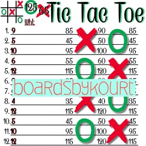 125 wta bingo board