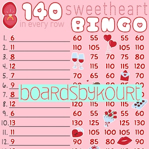 140 wta bingo board