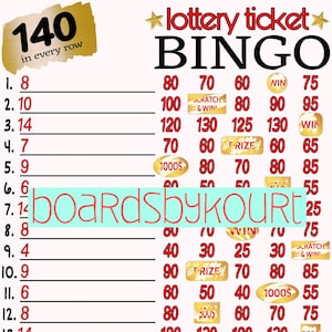 140 wta bingo board