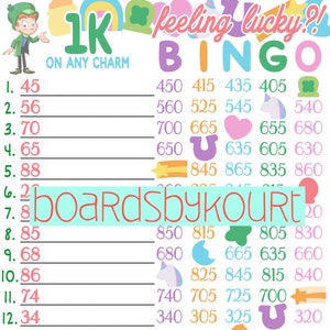 1K wta bingo board