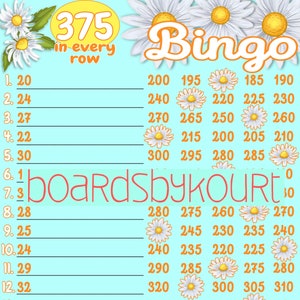 375 wta bingo board