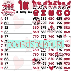 1K wta bingo board