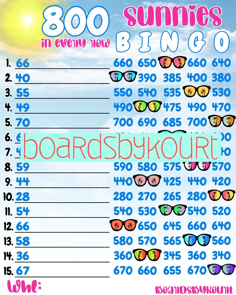 Bingo Ranges 800 Wta Bingo Board - Etsy