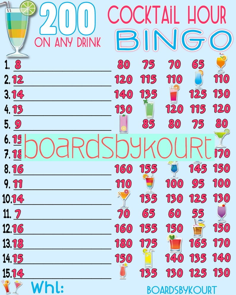 Bingo Ranges 200 Wta Bingo Board - Etsy
