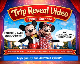 Personalized Disneyland Trip Reveal Video: Custom Surprise Vacation Announcement (Digital Download)
