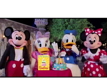 Happy birthday personalised  message video Mickey, Minnie  Mouse , Donald, Daisy Duck party birthday video|card with child’s own photo