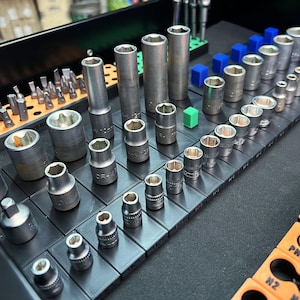 Modularer Magnetischer Sockel-Organizer - 1/4 Zoll 3/8 Zoll 1/2 Zoll Antrieb - Toolbox Schubladen-Steckdosenhalter - Erweiterbarer 3D gedruckter Werkzeug-Organizer