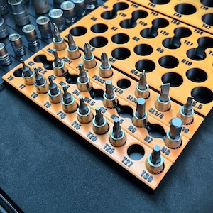 1/4 Bit Sockel Organizer – Magnetischer Schubladen Organizer für Torx, Phillips, Slotted, Hex, SAE & Metric – Tekton kompatibel